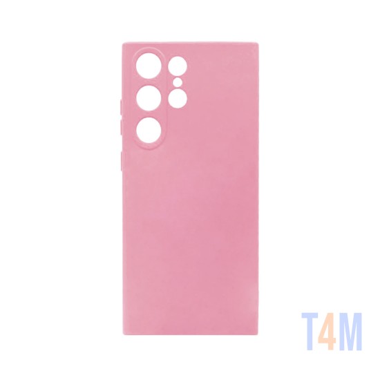 Capa de Silicone com Moldura de Câmera para Samsung Galaxy S23 Ultra Rosa